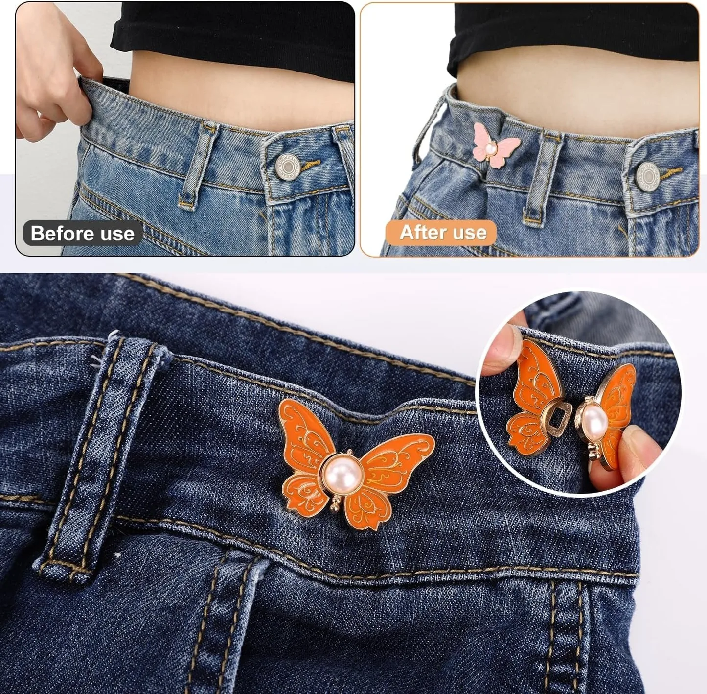 ๐ฆ 8PCS Butterfly Waist Buckle Set for Dresses & Clothing